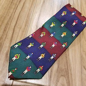 Vintage Alynn Necktie Jockeys Silk Tie Horse Racing Equestrian Made in USA